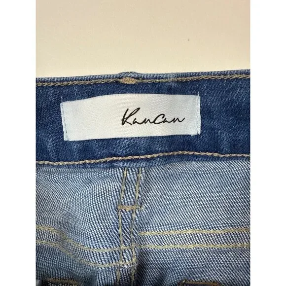 KanCan Women Distressed Denim Shorts Estilo High-Rise Raw stretch Small (LL284) - Picture 3 of 7